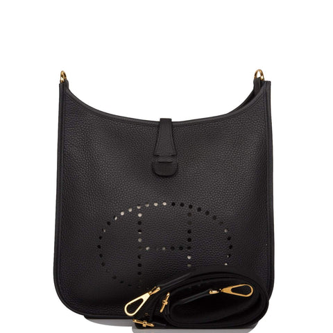 Hermes Evelyne III PM Black Clemence Gold Hardware