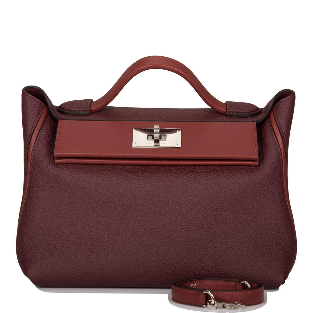 Hermes Bordeaux and Rouge H 24/24 Bag 29cm Palladium Hardware