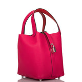 Hermes Rose Mexico Clemence Picotin Lock 18cm Palladium Hardware