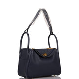 Hermes Bleu Nuit Clemence Lindy 26cm Gold Hardware