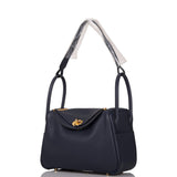 Hermes Bleu Nuit Clemence Lindy 26cm Gold Hardware