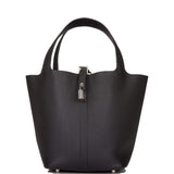 Hermes Black Clemence Picotin Lock 22cm Palladium Hardware