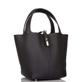 Hermes Black Clemence Picotin Lock 22cm Palladium Hardware