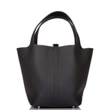 Hermes Black Clemence Picotin Lock 22cm Palladium Hardware