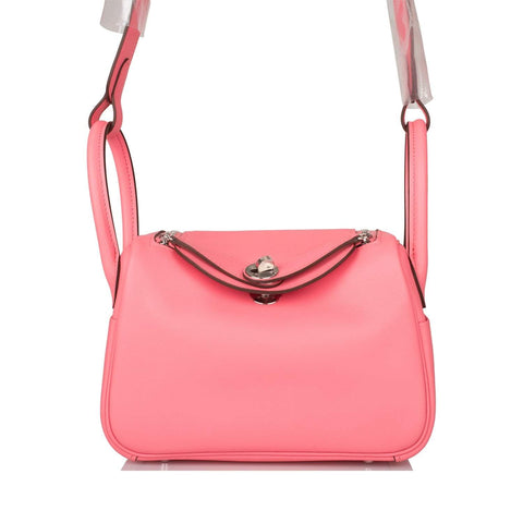 Hermes Rose D'Ete Swift Mini Lindy Palladium Hardware