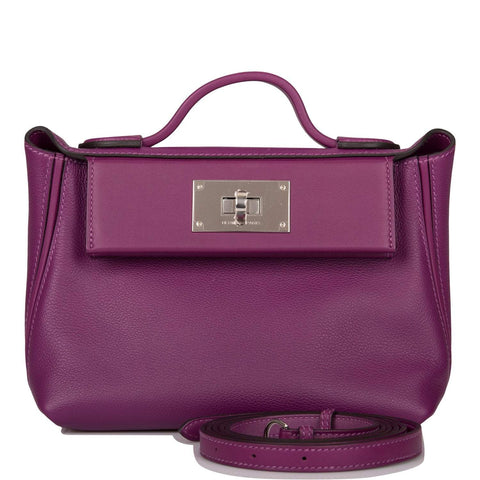 Hermes Anemone Evercolor and Swift Mini 24/24 Bag Palladium Hardware