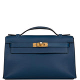 Hermes Deep Blue Swift Mini Kelly Pochette Gold Hardware