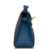 Hermes Deep Blue Swift Mini Kelly Pochette Gold Hardware