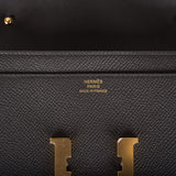 Hermes Black Epsom Constance Wallet To Go Gold Hardware