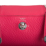 Hermes Rose Extreme Clemence Mini Lindy Palladium Hardware