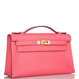 Hermes Rose Azalee Swift Mini Kelly Pochette Gold Hardware
