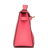 Hermes Rose Azalee Swift Mini Kelly Pochette Gold Hardware