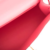 Hermes Rose Azalee Swift Mini Kelly Pochette Gold Hardware