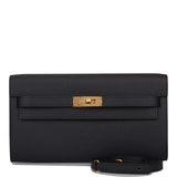 Hermes Black Epsom Kelly Wallet To Go Gold Hardware