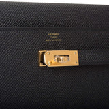 Hermes Black Epsom Kelly Wallet To Go Gold Hardware