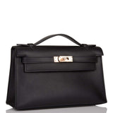 Hermes Black Swift Mini Kelly Pochette Rose Gold Hardware