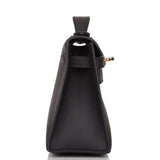 Hermes Black Swift Mini Kelly Pochette Rose Gold Hardware