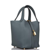 Hermes Bleu Orage Clemence Picotin Lock 18cm Gold Hardware