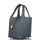 Hermes Bleu Orage Clemence Picotin Lock 18cm Gold Hardware