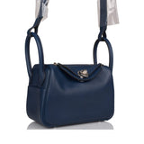 Hermes Bleu Navy Verso Swift Mini Lindy Palladium Hardware