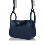Hermes Bleu Navy Verso Swift Mini Lindy Palladium Hardware