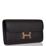 Hermes Black Epsom Constance Wallet To Go Rose Gold Hardware