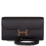 Hermes Black Epsom Constance Wallet To Go Rose Gold Hardware