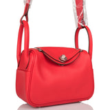 Hermes Rouge de Coeur Swift Mini Lindy Palladium Hardware