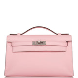 Hermes Rose Sakura Swift Mini Kelly Pochette Palladium Hardware