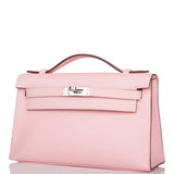 Hermes Rose Sakura Swift Mini Kelly Pochette Palladium Hardware