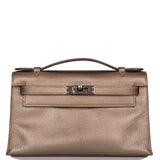 Vintage Hermes Kelly Pochette Bronze Chèvre Ruthenium Hardware