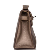 Vintage Hermes Kelly Pochette Bronze Chèvre Ruthenium Hardware