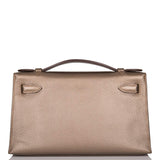Vintage Hermes Kelly Pochette Bronze Chèvre Ruthenium Hardware