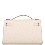 Hermes Kelly Pochette Beton Ostrich Gold Hardware