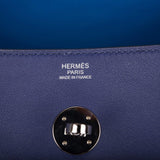 Pre-owned Hermes Lindy 30cm Bleu Encre Verso Swift Palladium Hardware