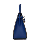 Hermes Kelly 32cm Bi-Color Etain and Bleu Electric Epsom Sellier Palladium Hardware