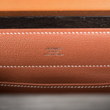 Hermes Fauve Barenia and Natural Wood "Kelly Wood" 22cm Palladium Hardware