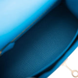 Hermes Kelly Sellier 25 Bleu Frida Epsom Gold Hardware
