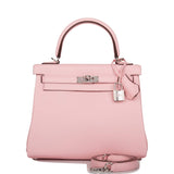 Hermes Rose Sakura Swift Retourne Kelly 25cm Palladium Hardware