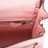 Hermes Rose Sakura Swift Retourne Kelly 25cm Palladium Hardware