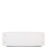 Hermes Horseshoe Stamp (HSS) White and Jaune D'Or Epsom Sellier Kelly 20cm Permabrass Hardware