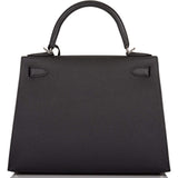 Hermes Black Epsom Sellier Kelly 28cm Palladium Hardware