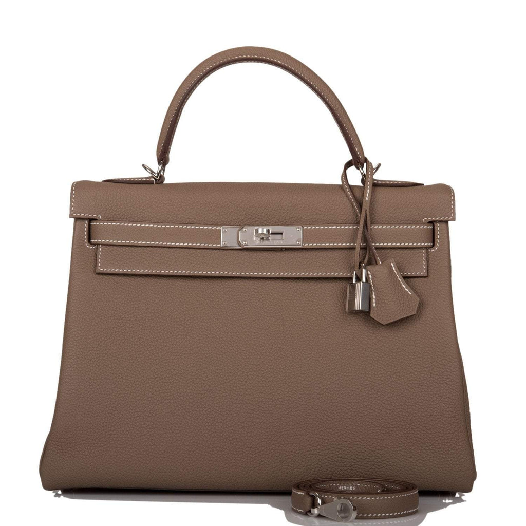 Hermes Kelly Retourne 32 Etoupe Togo Palladium Hardware