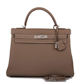 Hermes Kelly Retourne 32 Etoupe Togo Palladium Hardware