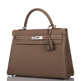 Hermes Kelly Retourne 32 Etoupe Togo Palladium Hardware
