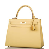 Hermes Jaune Poussin Epsom Sellier Kelly 25cm Gold Hardware