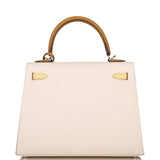 Hermes Kelly 25cm Epsom Sellier Tri-Color Nata, Jaune Poussin and Sesame Palladium Hardware
