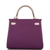 Hermes Kelly 25cm Brushed Gold Hardware Bi-Color Anemone and Craie Togo Retourne