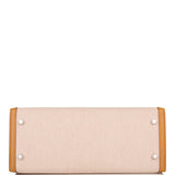 Hermes Sesame Toile and Swift Sellier Kelly 28cm Palladium Hardware