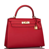 Hermes Rouge Casaque Epsom Sellier Kelly 28cm Gold Hardware